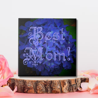 Beste Mama mit Hintergrund der blauen Blume Fliese