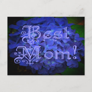 Beste Mama mit Hintergrund der blauen Blume Postkarte