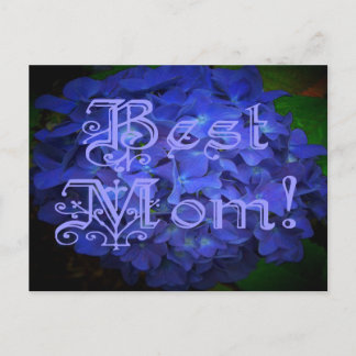 Beste Mama mit Hintergrund der blauen Blume Postkarte