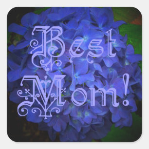 Beste Mama mit Hintergrund der blauen Blume Quadratischer Aufkleber