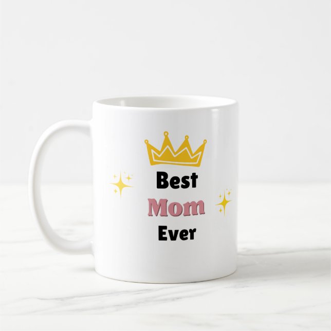 Beste Mama mit kronenweißem Text Kaffeetasse (Links)