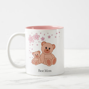 Beste Mama mit Niedlichen Bären mit Blume Zweifarbige Tasse
