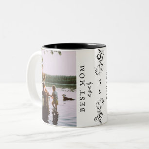 Beste Mama Moderne Blätter 2 Benutzerdefinierte Fo Zweifarbige Tasse
