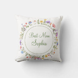 Beste Mama Monogram Blumengrün Kraut Kissen