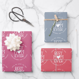 Beste Mama Mum je Custom Dusty Blue Pink Coral Geschenkpapier Set