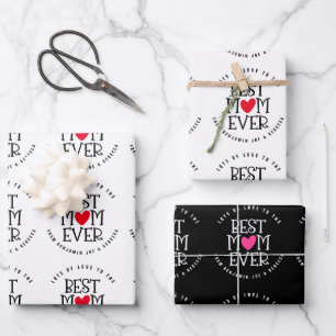 Beste Mama Mum je kundenspezifisch Schwarz-weiß Geschenkpapier Set