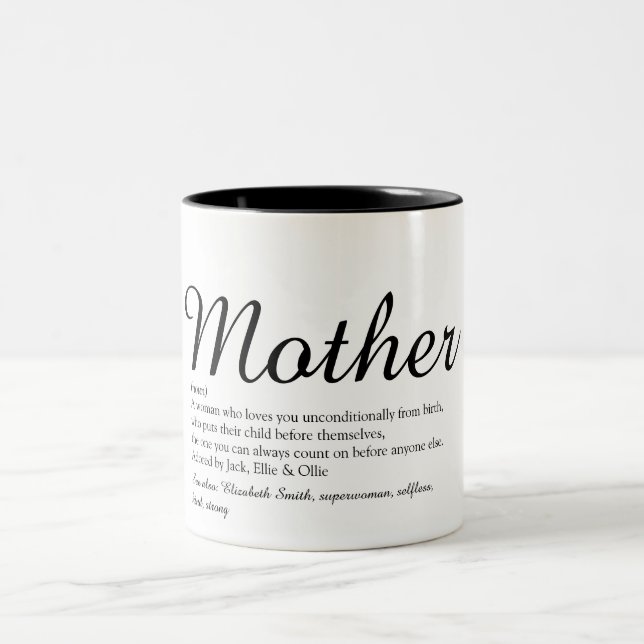 Beste Mama, Mutter, Muttersprache Modernes Skript Zweifarbige Tasse (Mittel)