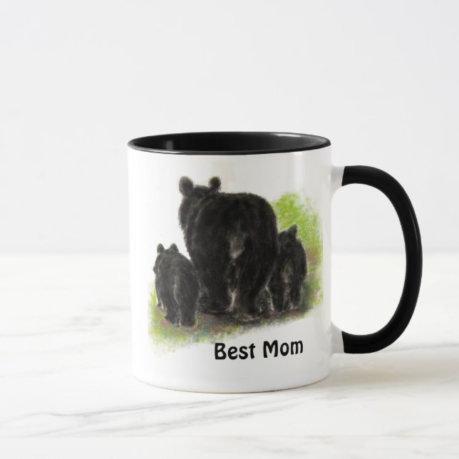 Beste Mama, Mutter, Niedlich, Schwarzer Bär Tasse (Rechts)