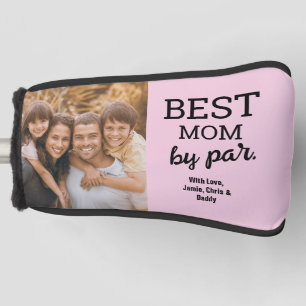 Beste Mama nach Par Custom Foto Pink Moderne Golf Headcover