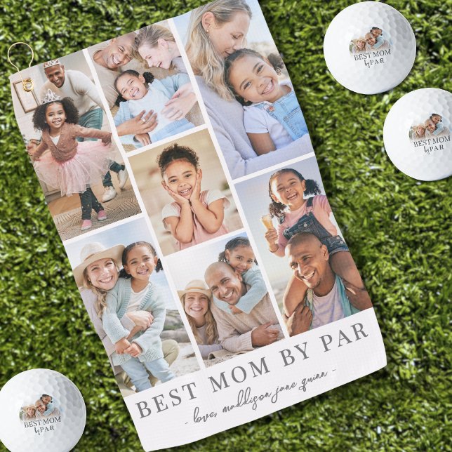 Beste Mama nach Par Fotocollage Mutter Golfhandtuch (Best Mom By Par Photo Collage Mother Golf Towel)