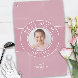 Beste Mama nach Par Golfer Foto Spaß Geschenk Rosa Golfhandtuch
