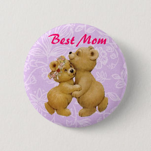 Beste Mama-niedliche Mutter-Tagestanzenteddy-Bäre Button