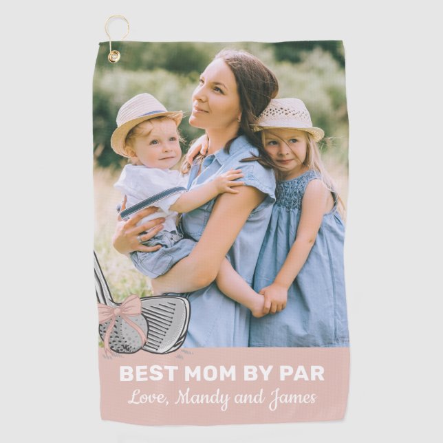 Beste Mama Par Foto Pink Bow Golf Handtuch (Vorderseite)