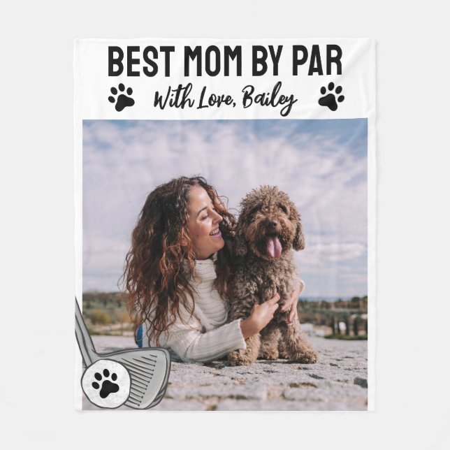 Beste Mama Par Paw Print Golf Fleece Blanken (Vorderseite)