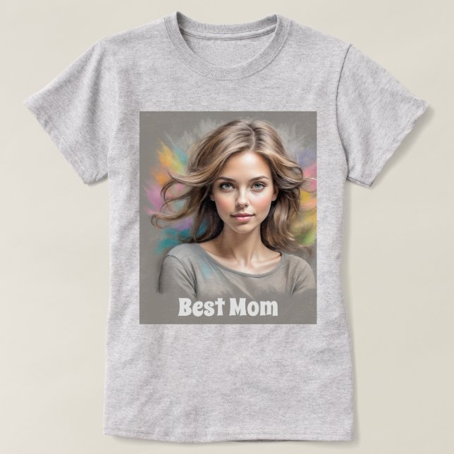 Beste Mama Pastel Sketch T-Shirt (Design vorne)