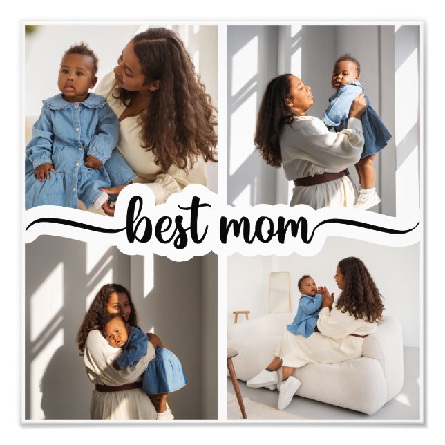Beste Mama Personalisiert 4 FotoCollage Fotodruck (Vorne)