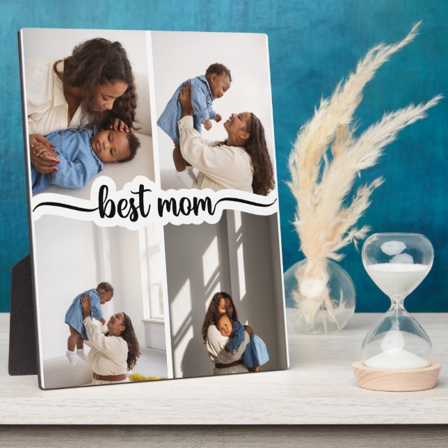 Beste Mama Personalisiert 4 FotoCollage Fotoplatte (Seite)