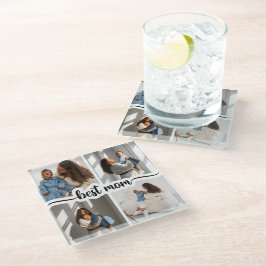 Beste Mama Personalisiert 4 FotoCollage Glasuntersetzer
