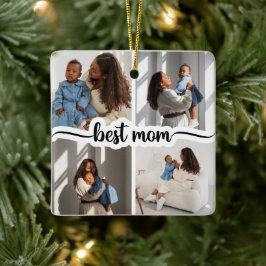 Beste Mama Personalisiert 4 FotoCollage Keramikornament