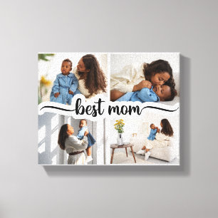 Beste Mama Personalisiert 4 FotoCollage Leinwanddruck