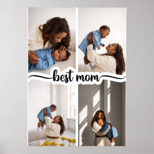 Beste Mama Personalisiert 4 FotoCollage Poster