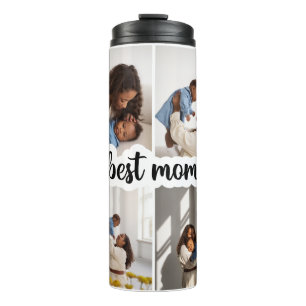 Beste Mama Personalisiert 4 FotoCollage Thermosbecher