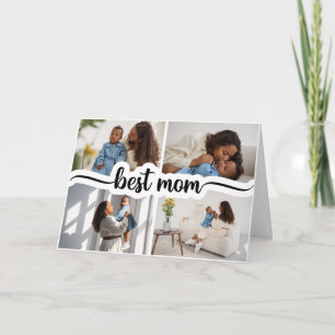 Beste Mama Personalisierte 4-Foto-Collage Karte