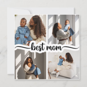 Beste Mama Personalisierte 4-Foto-Collage Karte