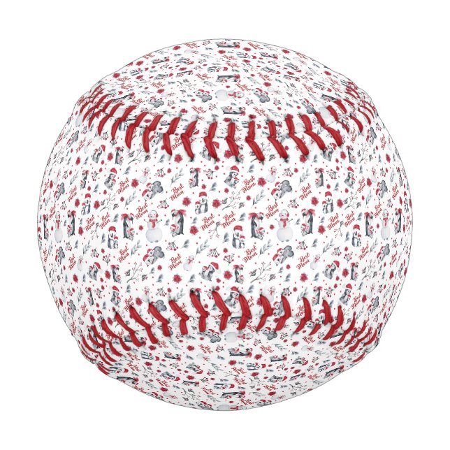 Beste Mama Pinguin Weihnachtsmuster Baseball (Vorderseite)