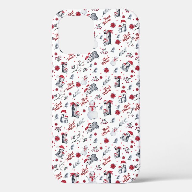 Beste Mama Pinguin Weihnachtsmuster Case-Mate iPhone Hülle (Rückseite)