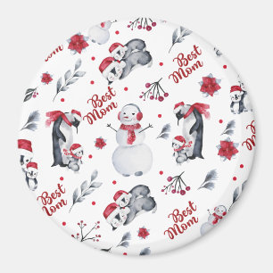 Beste Mama Pinguin Weihnachtsmuster Magnet