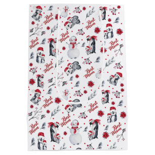 Beste Mama Pinguin Weihnachtsmuster Mittlere Geschenktüte