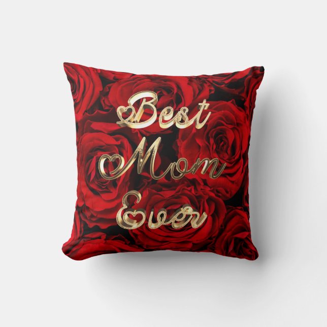 Beste Mama pro Herz Rote Rosen Blauer Kissen (Vorderseite)