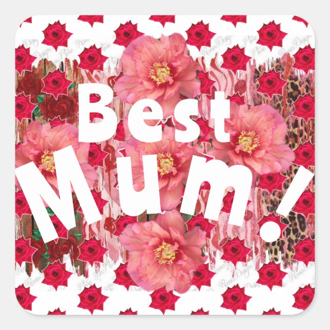 Beste Mama! Quadratischer Aufkleber (Vorderseite)