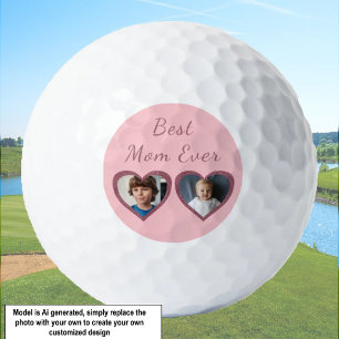 Beste Mama Rosa Herzen 2 Kinder Benutzerdefinierte Golfball