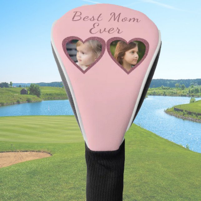 Beste Mama Rosa Herzen 2 Kinder FotoCollage Golf Headcover (Von Creator hochgeladen)