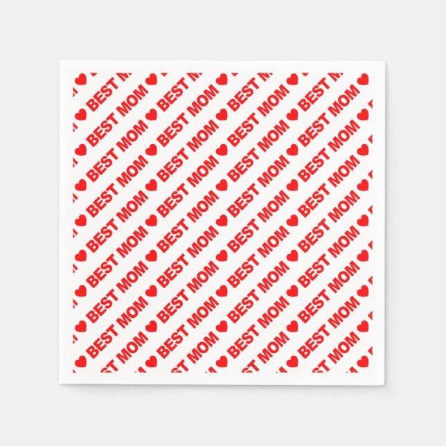 Beste Mama Rot auf Weißbuch Napkin Serviette (Vorderseite)