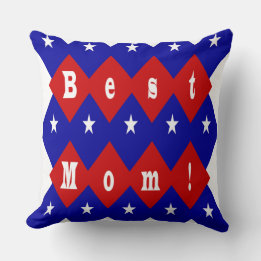 Beste Mama Rot, Weiß, Blau, Diamantform & Stars Kissen