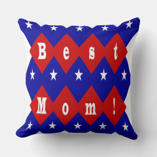 Beste Mama Rot, Weiß, Blau, Diamantform & Stars Kissen