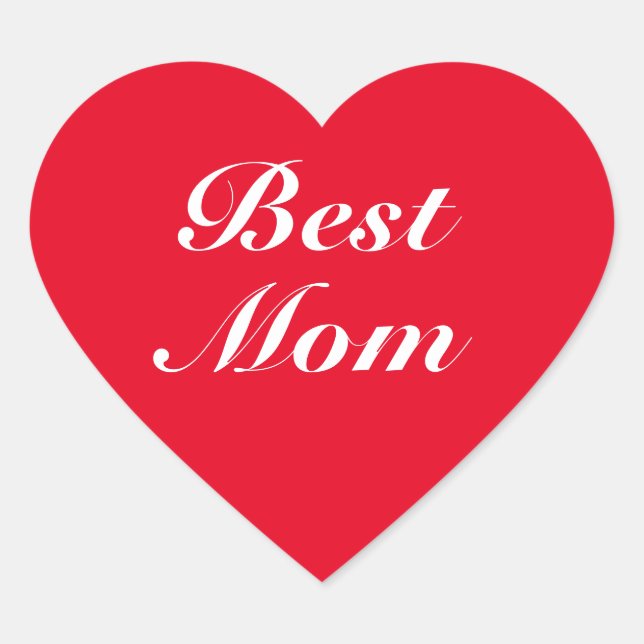 Beste Mama Rot-Weiß-Schrift Herz-Aufkleber (Vorderseite)