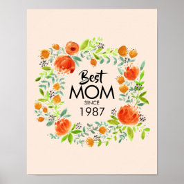 Beste Mama Seit dem Blumenstrauß-Zeichen Poster
