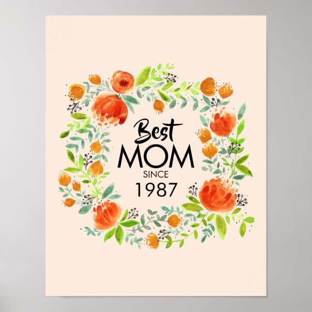 Beste Mama Seit dem Blumenstrauß-Zeichen Poster (Vorne)