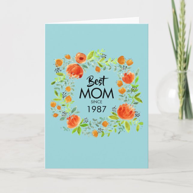 Beste Mama seit der Blumenkarte für Wasserfarben Karte (Vorderseite)