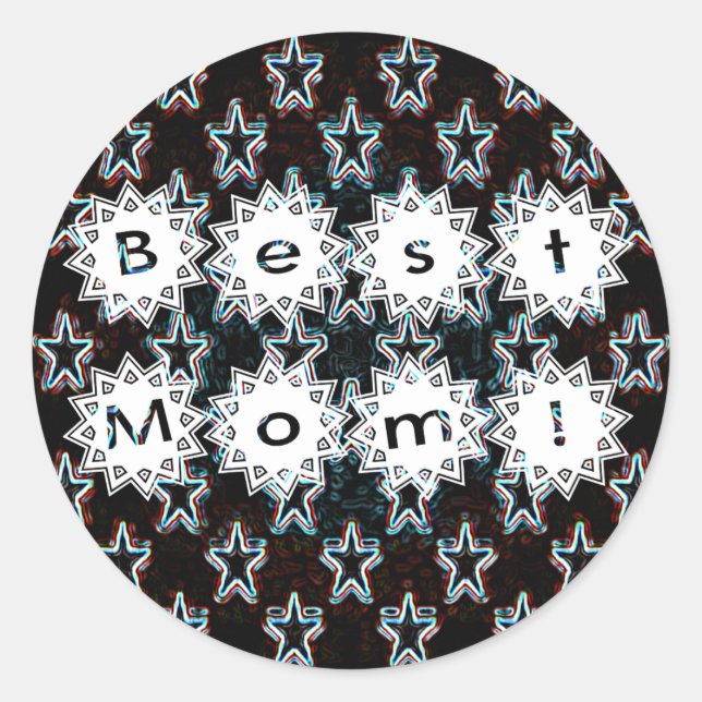 Beste Mama Stars in Neon Runder Aufkleber (Vorderseite)