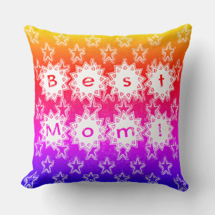 Beste Mama Sterne Weißes Neon und Farbiger Hinterg Kissen