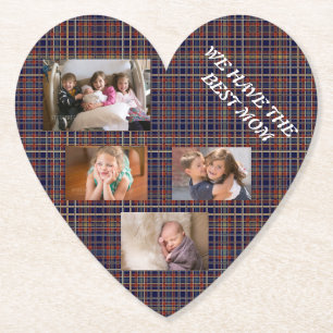 Beste Mama Tartan Kariert Freestyle White Schrifta Untersetzer