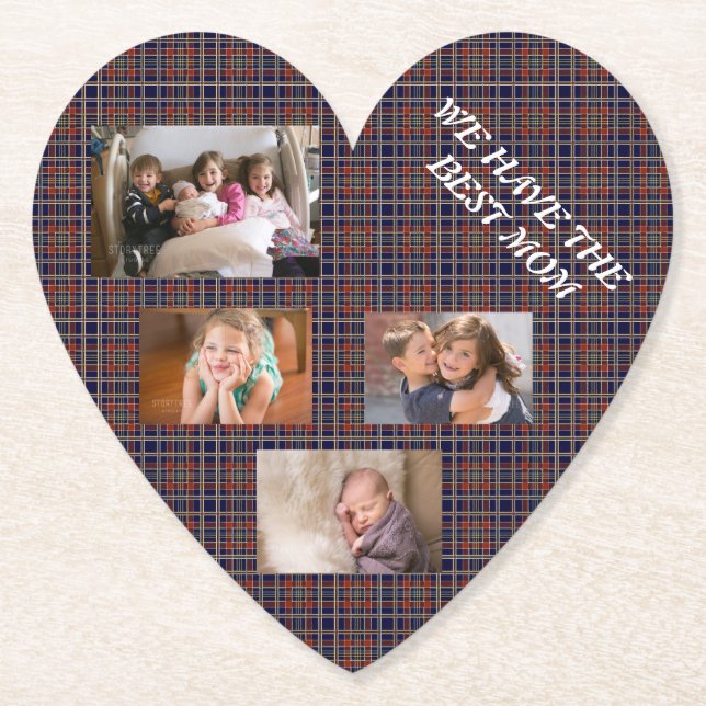 Beste Mama Tartan Kariert Freestyle White Schrifta Untersetzer (Vorderseite)