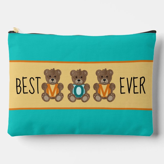 Beste Mama Teddy Bears Großer Zubehörbeutel Zubehörtasche (Vorderseite)