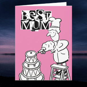 Beste-Mama-Torte-Macher-Dekoriert-Riesen-Torte-Kar Karte