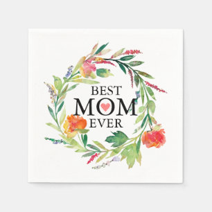 Beste Mama-Überhaupt-Bunter BlumenWreath Serviette